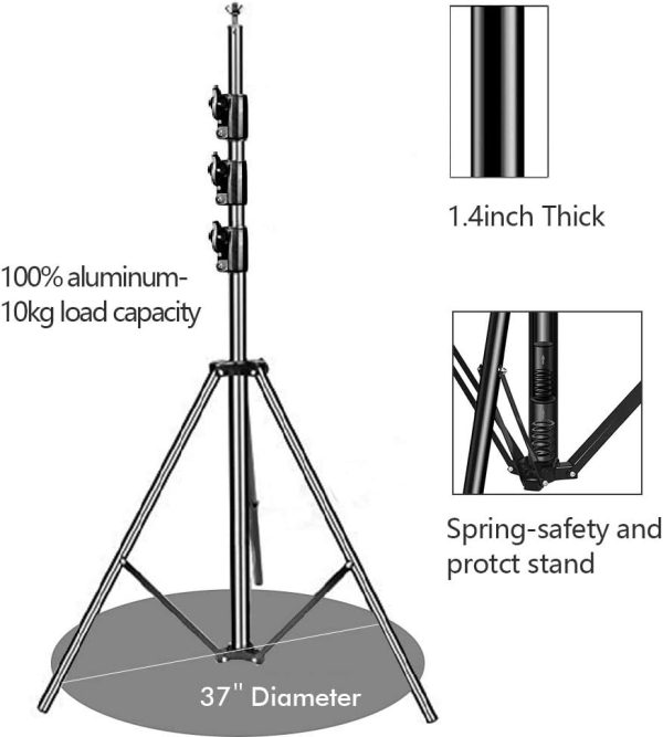 10 x 8.5 Ft Photo Video Studio Heavy Duty Adjustable Muslin Backdrop Stand Background Support System Kit for Photography with Carrying Bag，4 Pcs Spring Clamps - Image 4